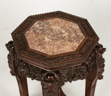 Chinese Hardwood & Marble Table