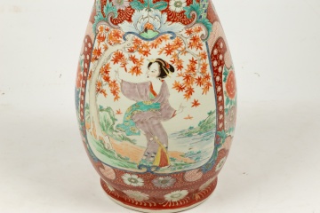 Japanese Hand Painted Porcelain Floor Vase