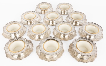 (12) Sterling Silver & Porcelain Sherbets