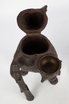 Black Forest Carved Wooden Bear with Crescent Mirror