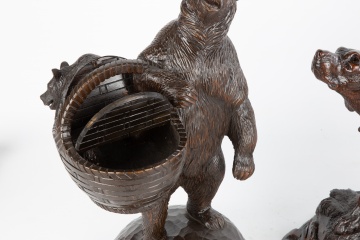 Black Forest Carved Wood Bear and Hunting Dog