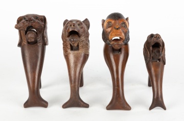 (4) Black Forest Carved Wooden Nutcrackers