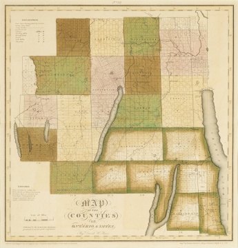 Early 19th Century Map of Ontario and Yates County by David H. Burr