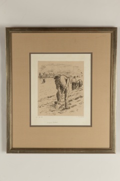 Camille Jacob Pissarro (Danish/French, 1830-1903) "Paysan Bechant (Peasant Digging)"