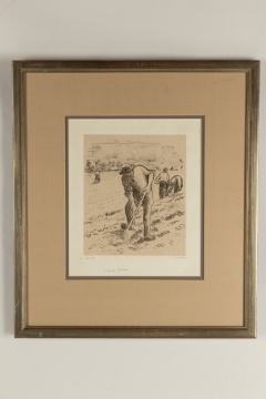 Camille Jacob Pissarro (Danish/French, 1830-1903) "Paysan Bechant (Peasant Digging)"