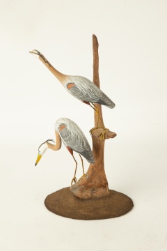 Wendell Gilley (American, 1904-1983) Sculpture of Great Blue Herrings