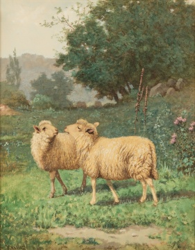 Wilson Marlatt (American 1837-1911) Sheep in Pasture