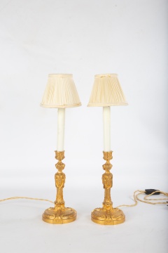 French Ormolu Candlestick Lamps