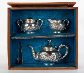 Chinese Export Silver 4-Piece Zee-Wo Tea Set