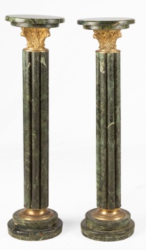Pair of Classical Green Marble Pedestals
