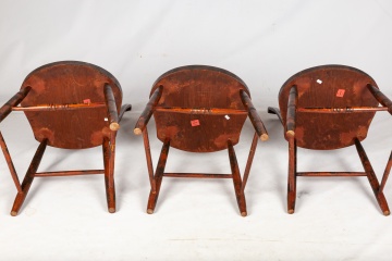 (3) New England, G. Brown Painted and Stenciled Chairs