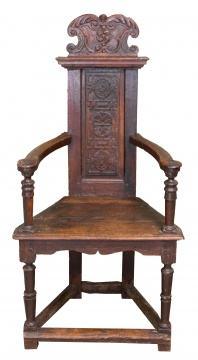 French Henri II Caquetoire Oak Chair
