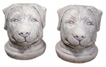 Cast Stone Dog Heads