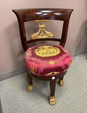 French Neoclassical Mahogany & Carved Giltwood Hall Chairs