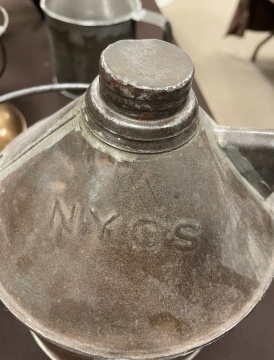 Railroad Lantern, Oil Cans and Lock