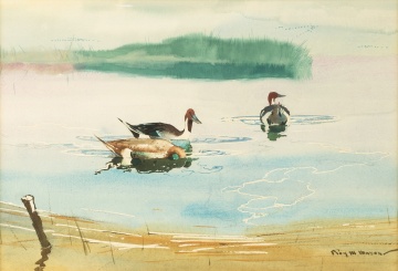 Roy Mason (American, 1886-1972) Geese in a Pond