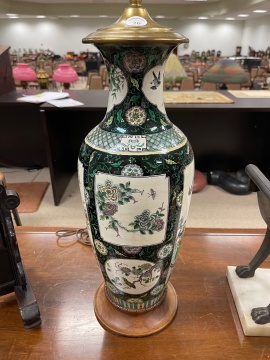 Chinese Famille Verte Porcelain Lamp Base