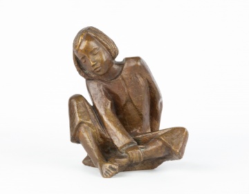 Bronze Sculpture of Seated Girl