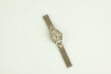 18K White Gold Dreicer & Co. Art Deco Diamond Wristwatch