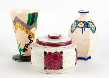 (3) Art Deco Boch & Catteau la Louviere Ceramic Vases