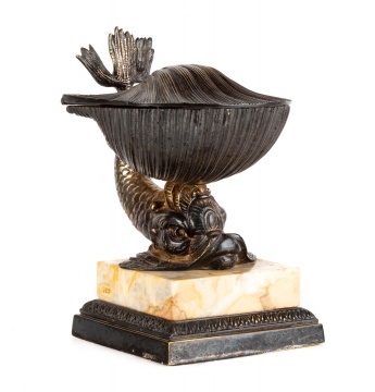 Tiffany & Co. Classical Fish & Shell Bronze Inkwell