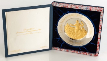 Sterling Silver & 24kt Gold 1974 Bicentennial Commemorative Plate