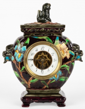 French Ceramic Enameled Clock by Eugene Farcot