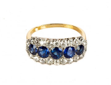 18K Gold, Sapphire & Diamond Ring