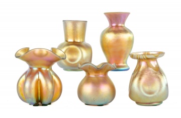(5) Steuben Aurene Cabinet Vases