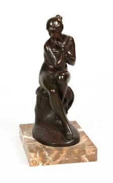 Géza Horváth (Hungarian, 1879-1948) Seated Nude Bronze Sculpture