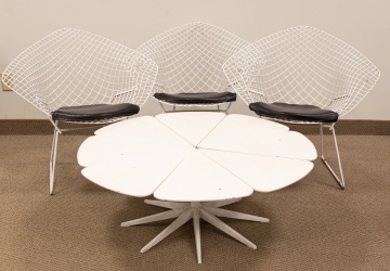 (3) Harry Bertoia Diamond Chairs & (1) Richard Schultz Petal Coffee Table