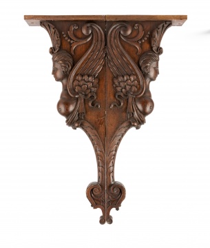 Pair of Carved Wood Winged Brackets