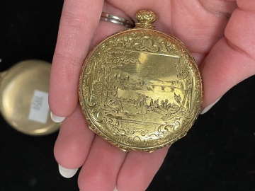18K Gold Pocket Watch & Hamilton Gold Plated Railway Special Pocket Watch