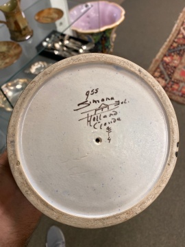 (2) Gouda Art Nouveau Pottery Candlesticks