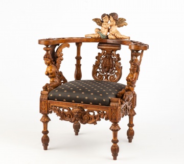 19th Century Italian Carved Walnut Arm Chair