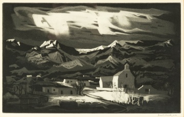 Doel Reed (American, 1895-1985) "Picuris Pueblo Winter"