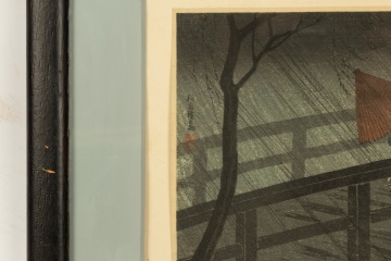 Takahashi Hiroaki (Shotei) (Japanese, 1871-1945) "Rain on Izumibashi Bridge"