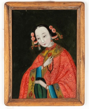 Chinese Reverse Painted Portrait of a Woman