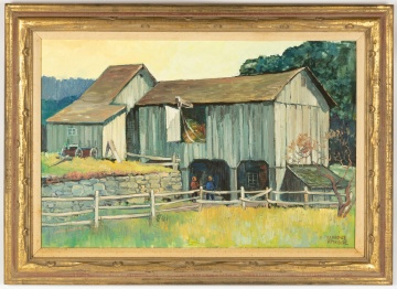 Clarence Attridge (American, 1907-1992) Barn Scene
