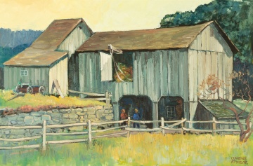 Clarence Attridge (American, 1907-1992) Barn Scene
