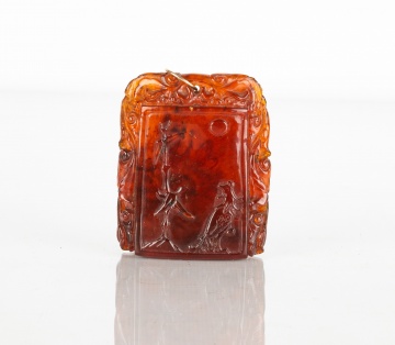 Chinese Carved Amber Pendant