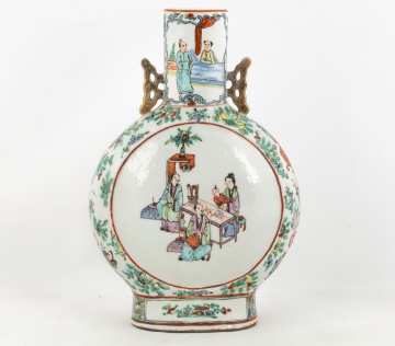 Chinese Famille Verte Moon Flask