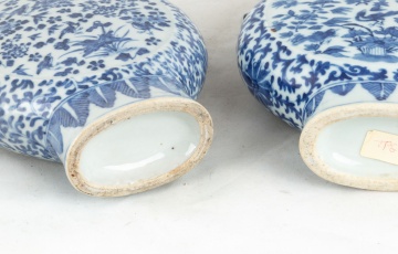 (2) Chinese Blue & White Moon Flasks