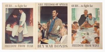 (3) Vintage Norman Rockwell - World War II Posters