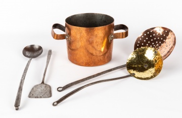 Group of 19th Century Copper, Brass & Iron Cooking Utensils