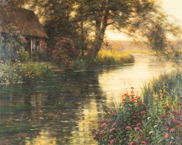 Louis Aston Knight (American, 1873-1948) "Cottage by the River"
