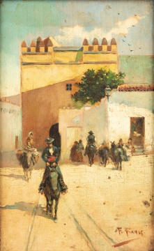 F. Ramos (19th/20th Century) Latin American Street Scene Painting