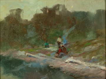 Roy Mason (American, 1886-1972) Figures near Water