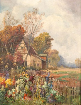 Karl Vikas (Austrian, 1875-1934) Pair of Garden Scene Paintings
