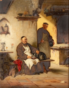 Adolf Humborg (Austrian, 1847-1921) Monk with Kitten